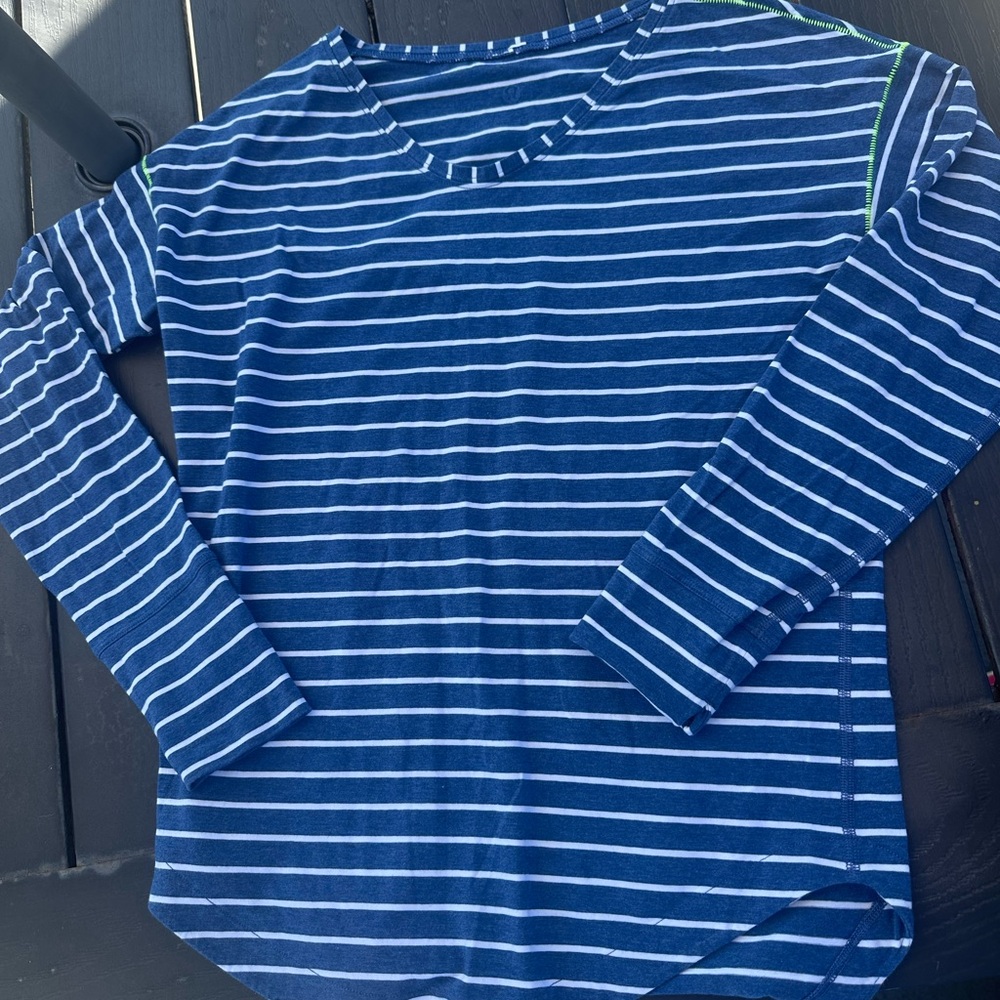 NWOT Lululemon Blue and White Striped Long Sleeve